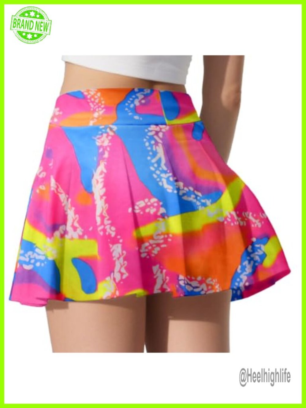 High Waisted Retro Tennis Skort with Built-in Shorts & Pockets - Picture 1 of 6